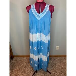 Sun dress tie dye muu muu boho blue white